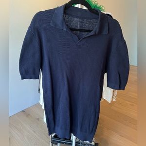 Navy Polo Vneck XL